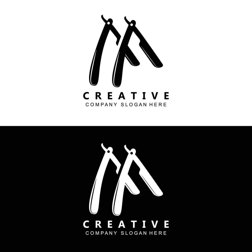 Barbershop Logo Vector Stylish Hair Design For Haircut, With Scissors And Shaver