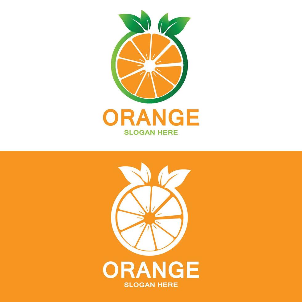 diseño de logotipo de vector naranja de fruta fresca para tienda de frutas, tienda de jugos, en color naranja