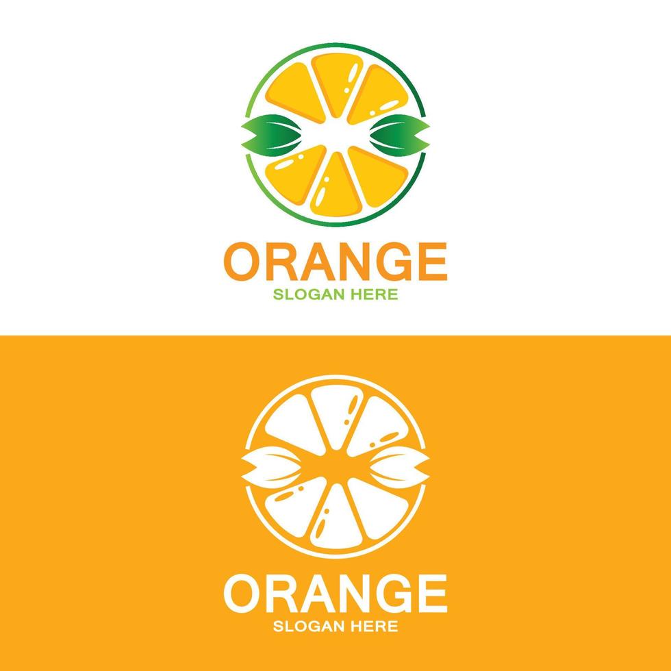 diseño de logotipo de vector naranja de fruta fresca para tienda de frutas, tienda de jugos, en color naranja