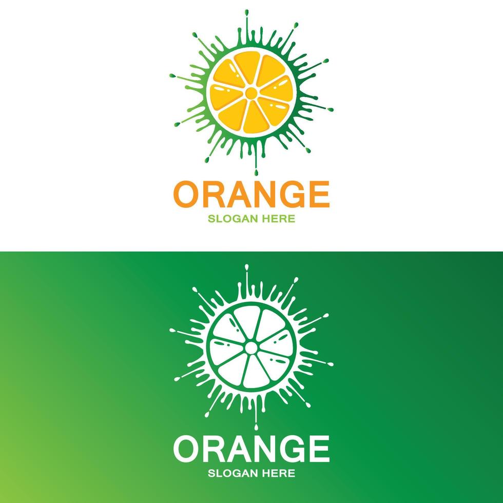 diseño de logotipo de vector naranja de fruta fresca para tienda de frutas, tienda de jugos, en color naranja