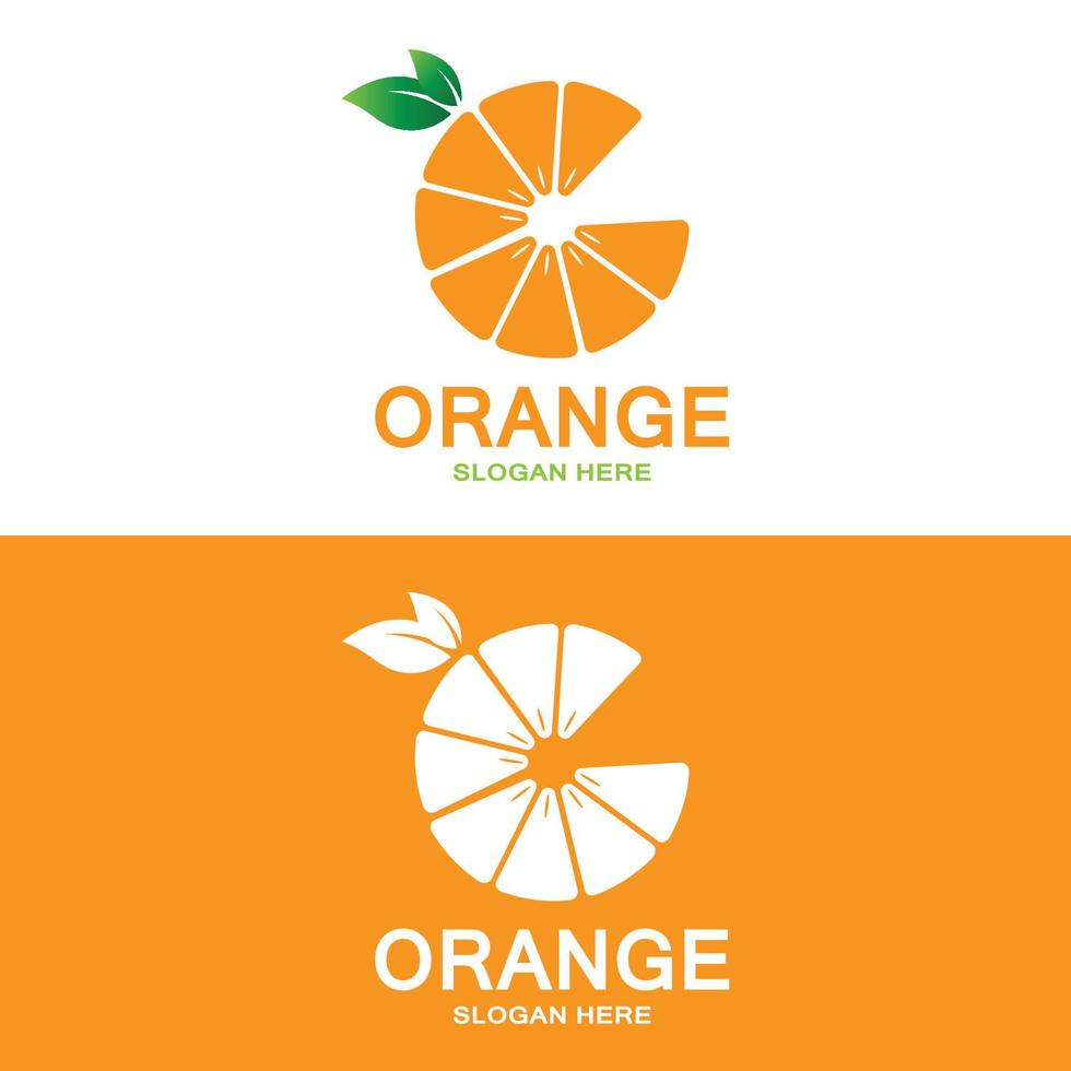 Fresh Fruit Orange Vector Logo Design For Fruit Shop, Juice Shop, In Orange Color
