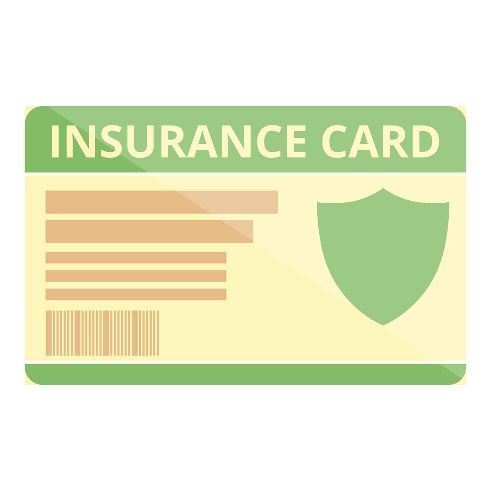 Green insurance card icon cartoon vector. Health doctor vector