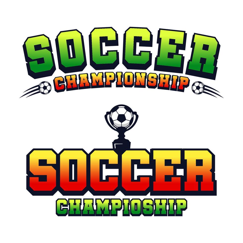 Soccer champioship text with ball and trophy design collection vector