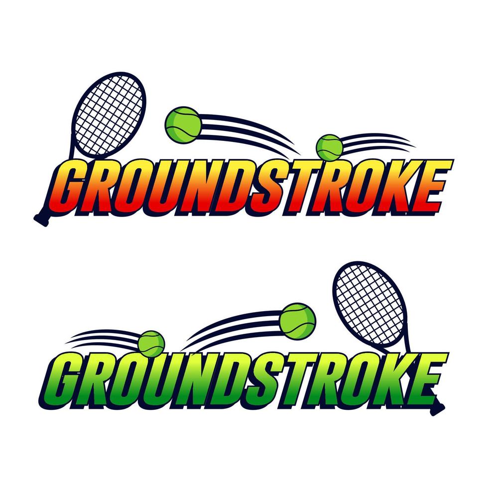 Groundstroke in tennis sport with racket and ball vector design