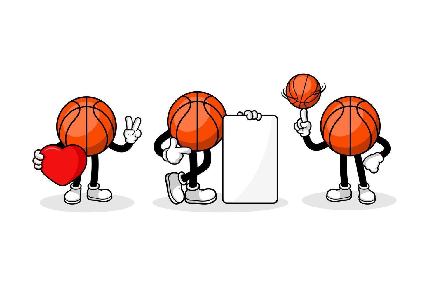Basketball cartoon character design collection vector