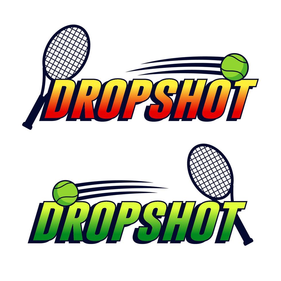 dropshot en el deporte del tenis con diseño de vectores de raqueta y pelota