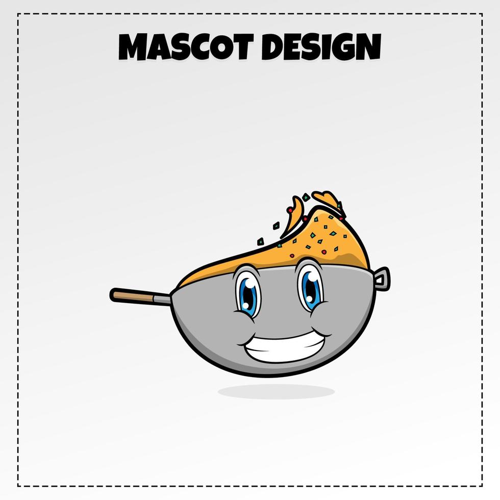 logotipo de comida arroz frito mascota ilustración vector diseño