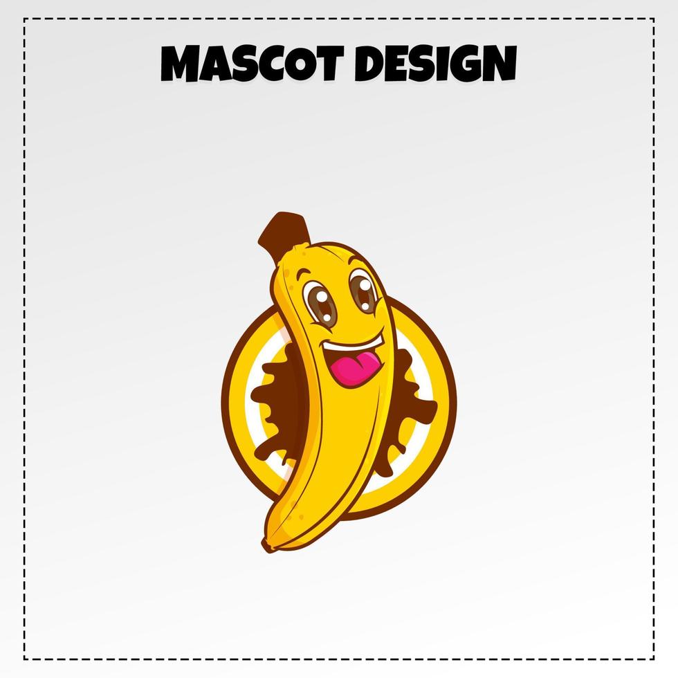 logo de comida chocolate plátano mascota ilustración vector diseño