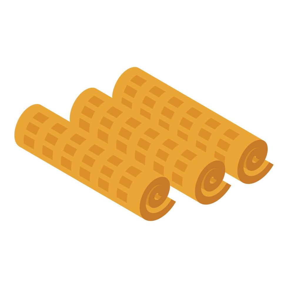 waffle rollo icono vector isométrico. redondo belga