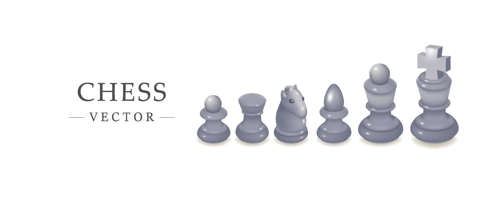 Cute chessboard white 3d model vector illustration on white background