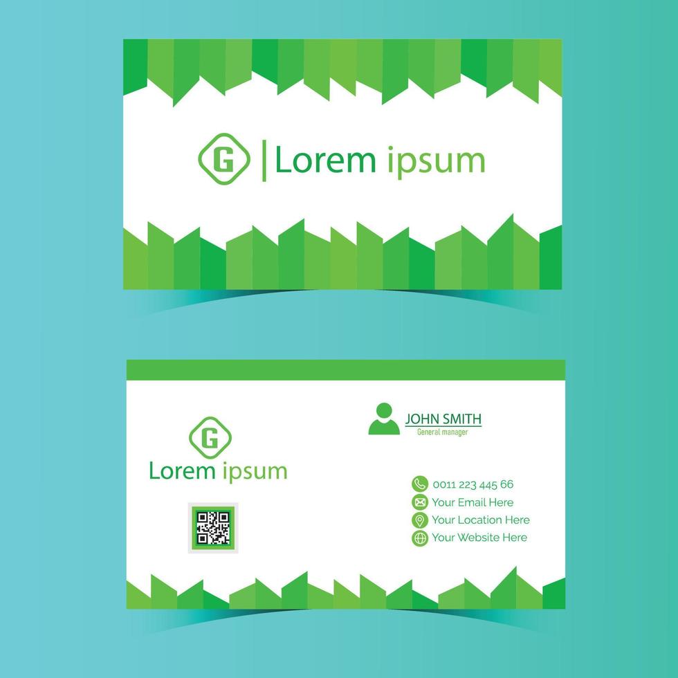 Green Business Card Design Vector Template.