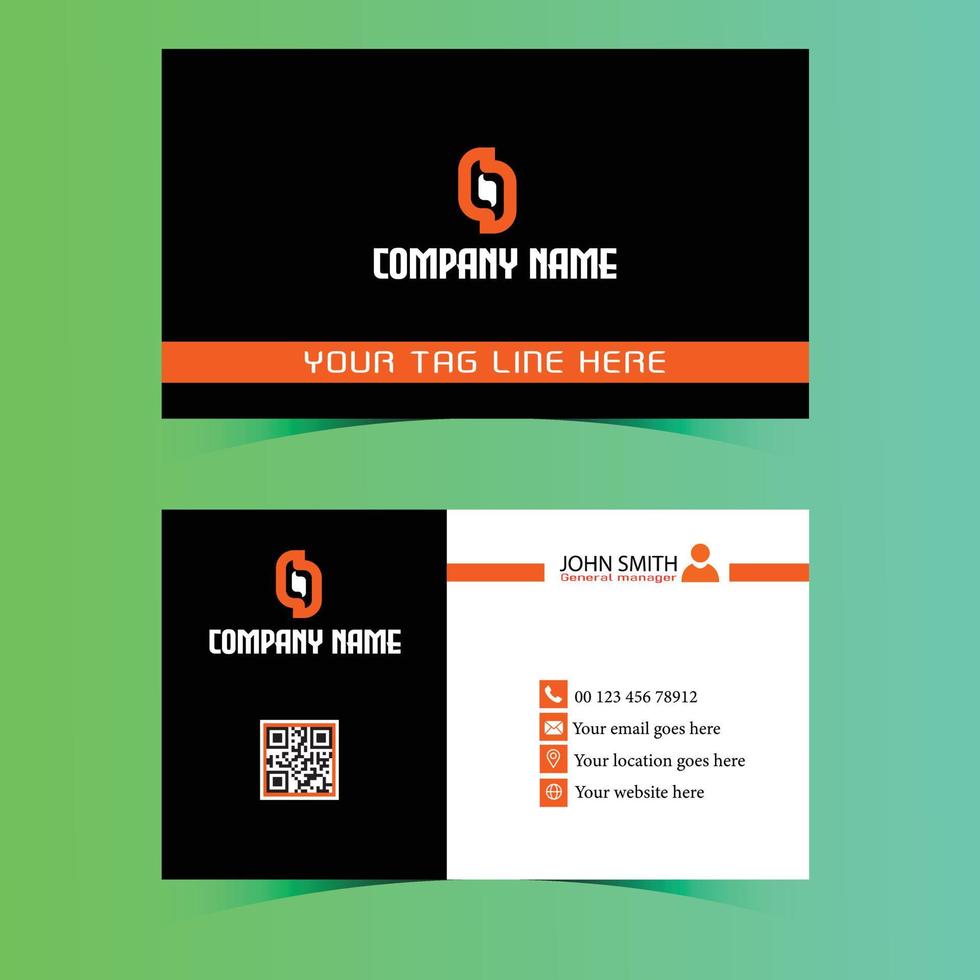 Business Card Design Vector Template. Orange and Black Business Card Design.