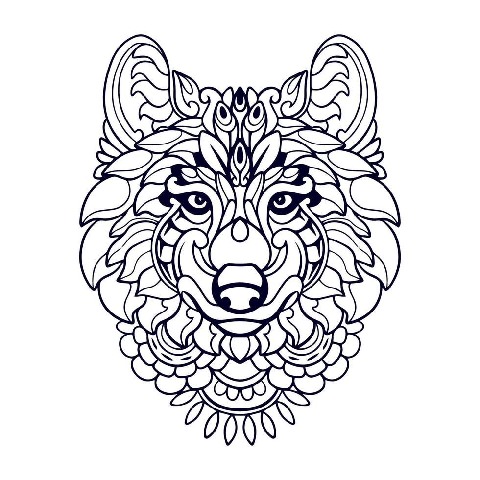 Beautiful Wolf head mandala arts isolated on white background vector