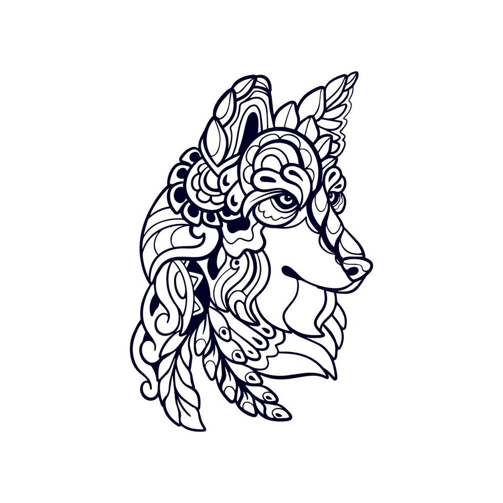 Beautiful Wolf head mandala arts isolated on white background vector