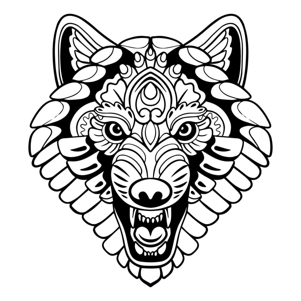 Beautiful Wolf head mandala arts isolated on white background vector