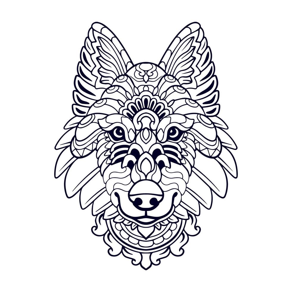 Beautiful Wolf head mandala arts isolated on white background vector