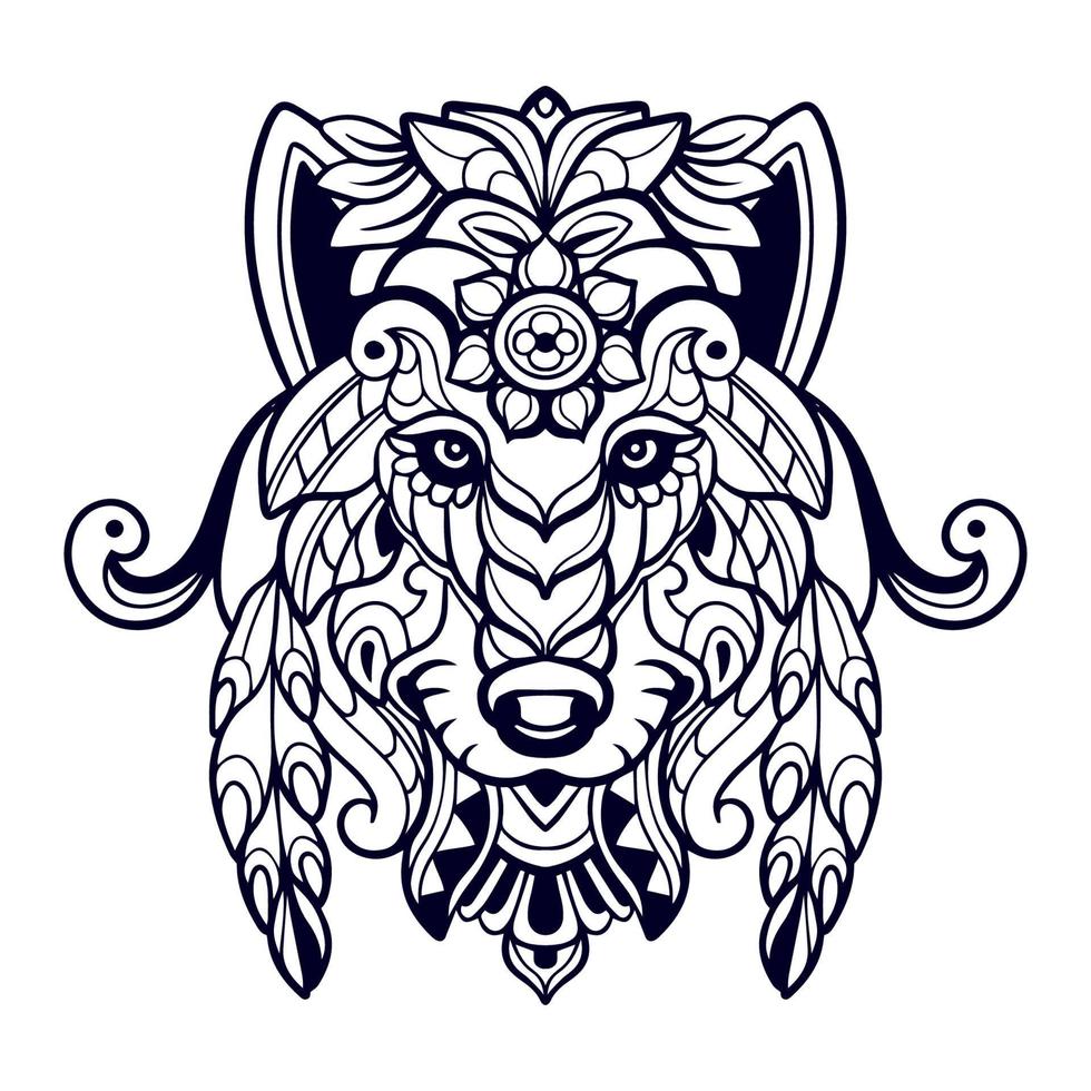 Beautiful Wolf head mandala arts isolated on white background 14825710