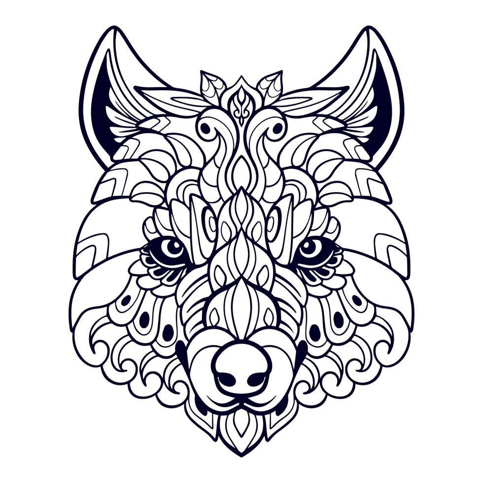 Beautiful Wolf head mandala arts isolated on white background vector