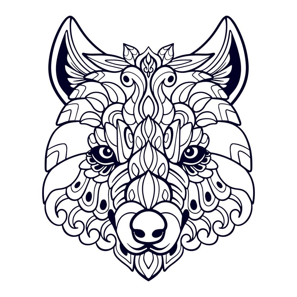 Beautiful Wolf head mandala arts isolated on white background vector