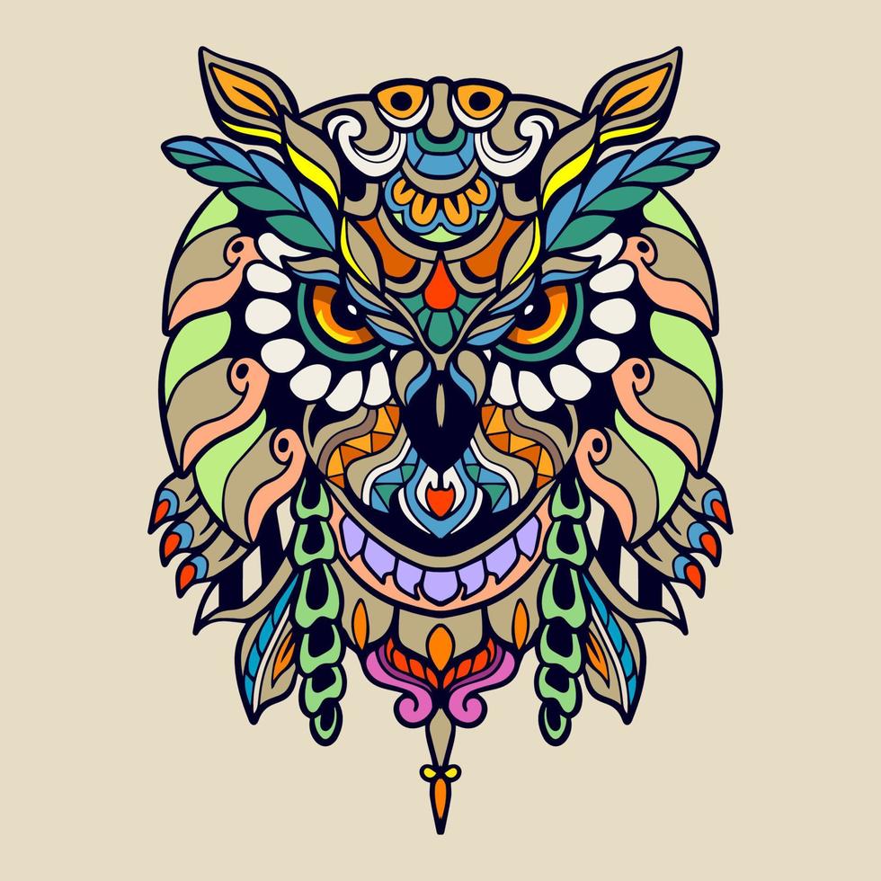 Colorful Owl mandala arts isolated on white background vector