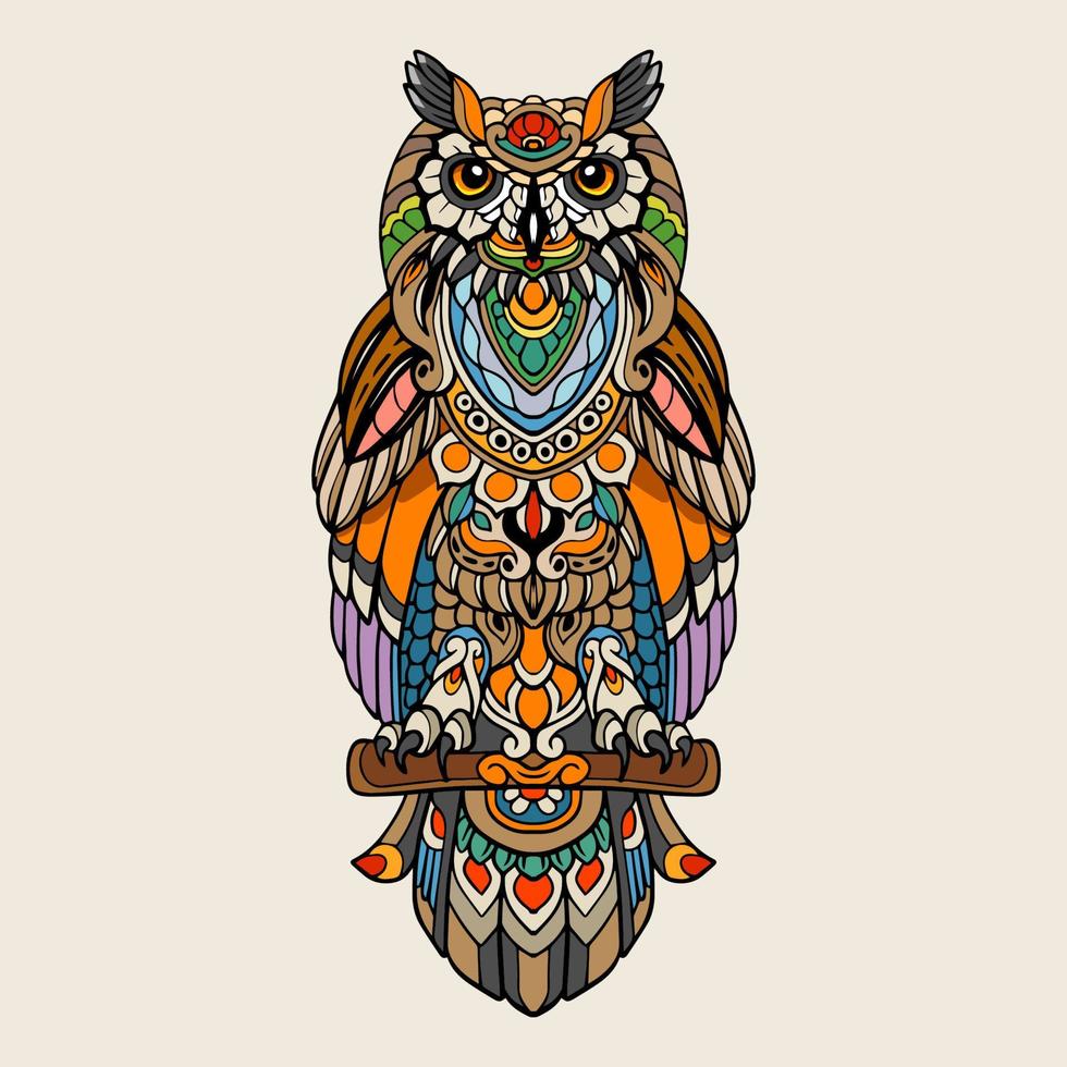 Colorful Owl mandala arts isolated on white background vector