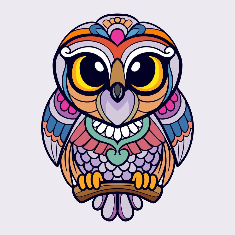 Colorful Owl mandala arts isolated on white background vector