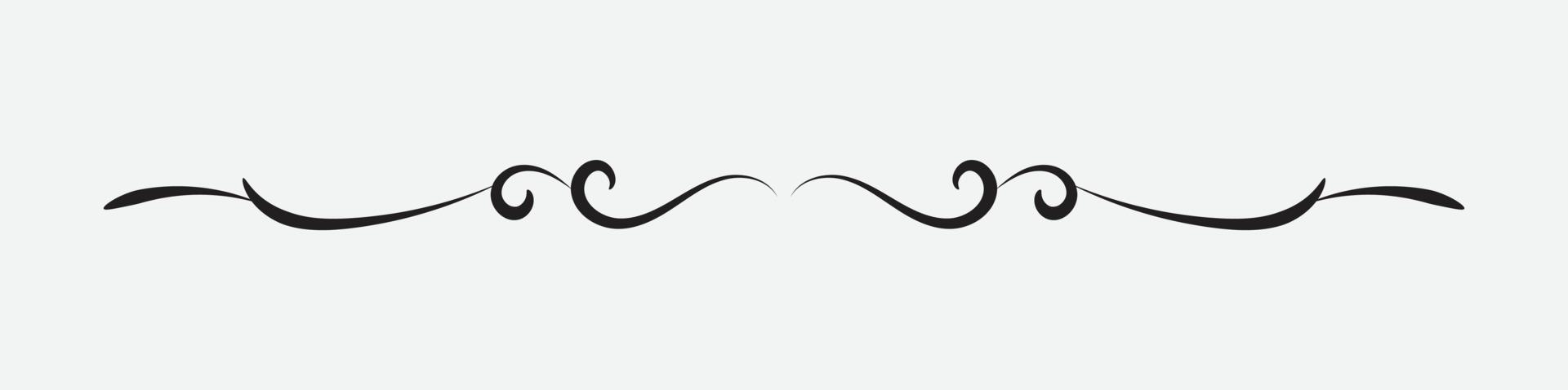 ornamental filigree flourish and thin divider. Classical vintage element, vector illustration