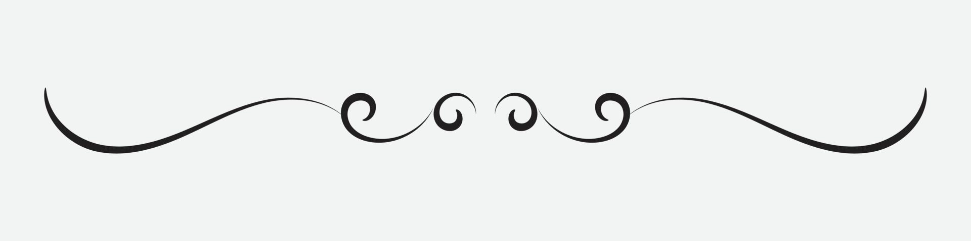 ornamental filigree flourish and thin divider. Classical vintage element, vector illustration