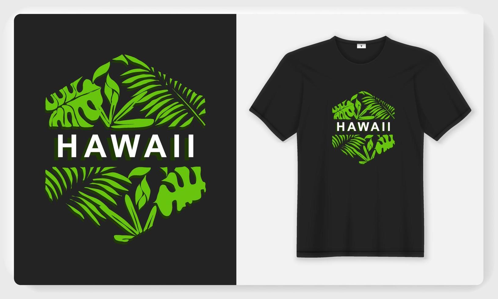 Hawaii Printed Black T shirt design vector