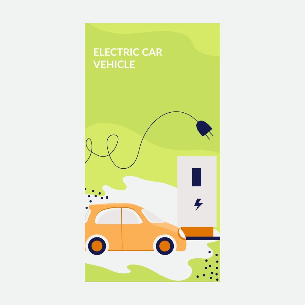 Hand drawn vector illustration. Home charging station for an electric car. Renewable energy accumulator.