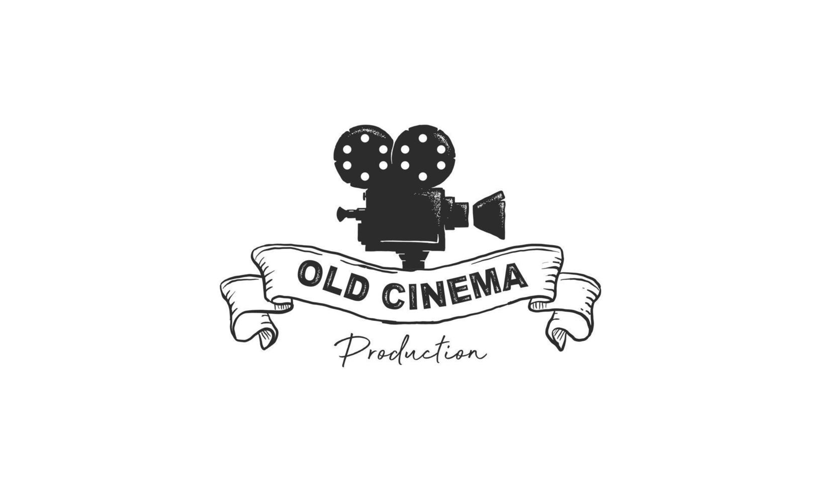 Vintage Film Cinema Movie Camera Retro Grunge Video Old Tape Reel Industry Production Logo Design Pro Vector