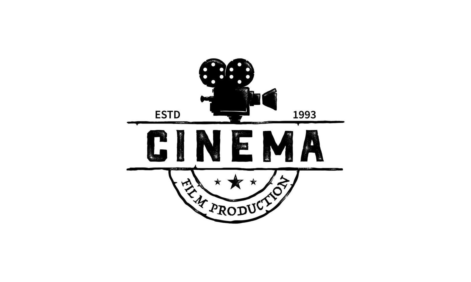 vintage película cine película cámara retro grunge video viejo cinta carrete industria producción logotipo diseño pro vector