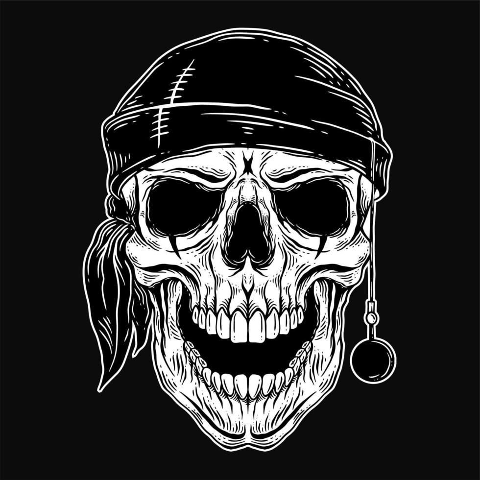 Dark Art Skull pirates captain Skeleton Vintage illustration for clothing apparel vector