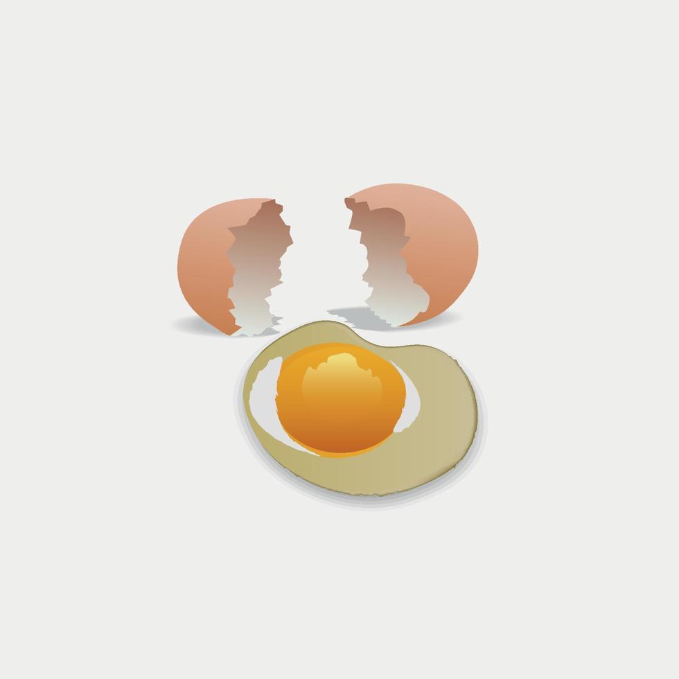 ilustración de un huevo de gallina roto para el desayuno y conchas vector