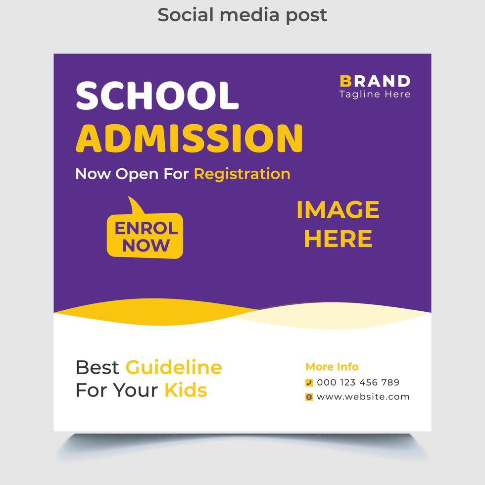 School admission social media post and instagram post template vector