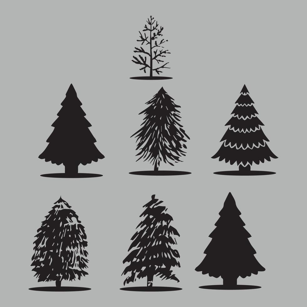 Christmas tree or x-mas tree silhouette vector