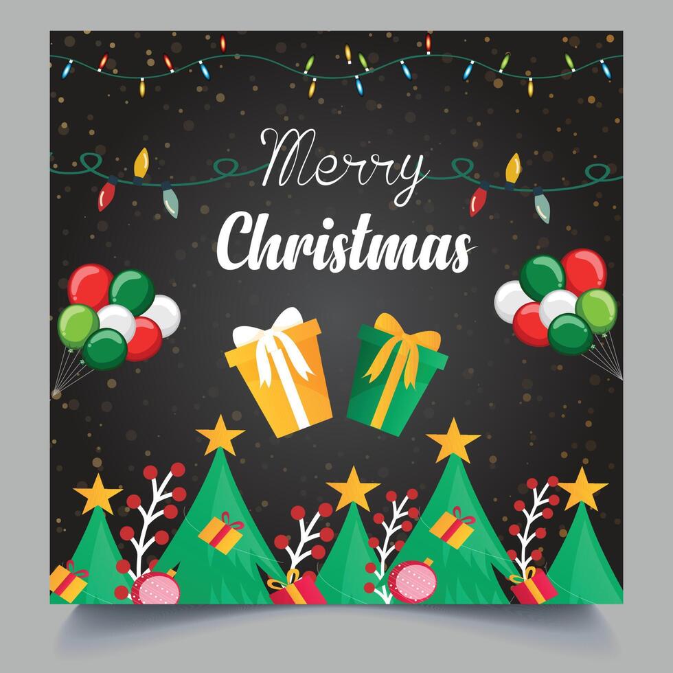 Christmas day party or x-mas day party social media post, vector art