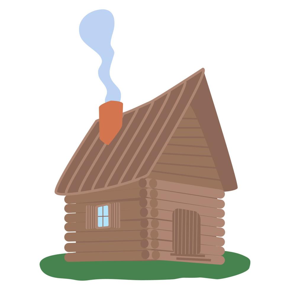 Russian hut. Wooden house in Russia. National Folk home vector