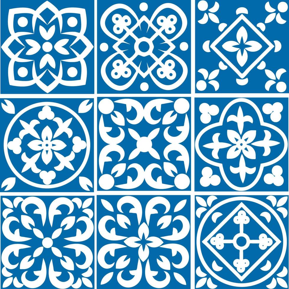 patrón portugués sin costuras con azulejos. hermoso patrón de mosaico sin costuras de coloridos azulejos marroquíes, adornos vector