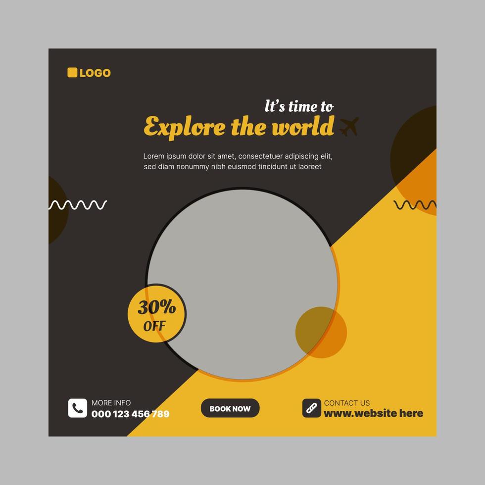 Travel Social Media Post Template vector