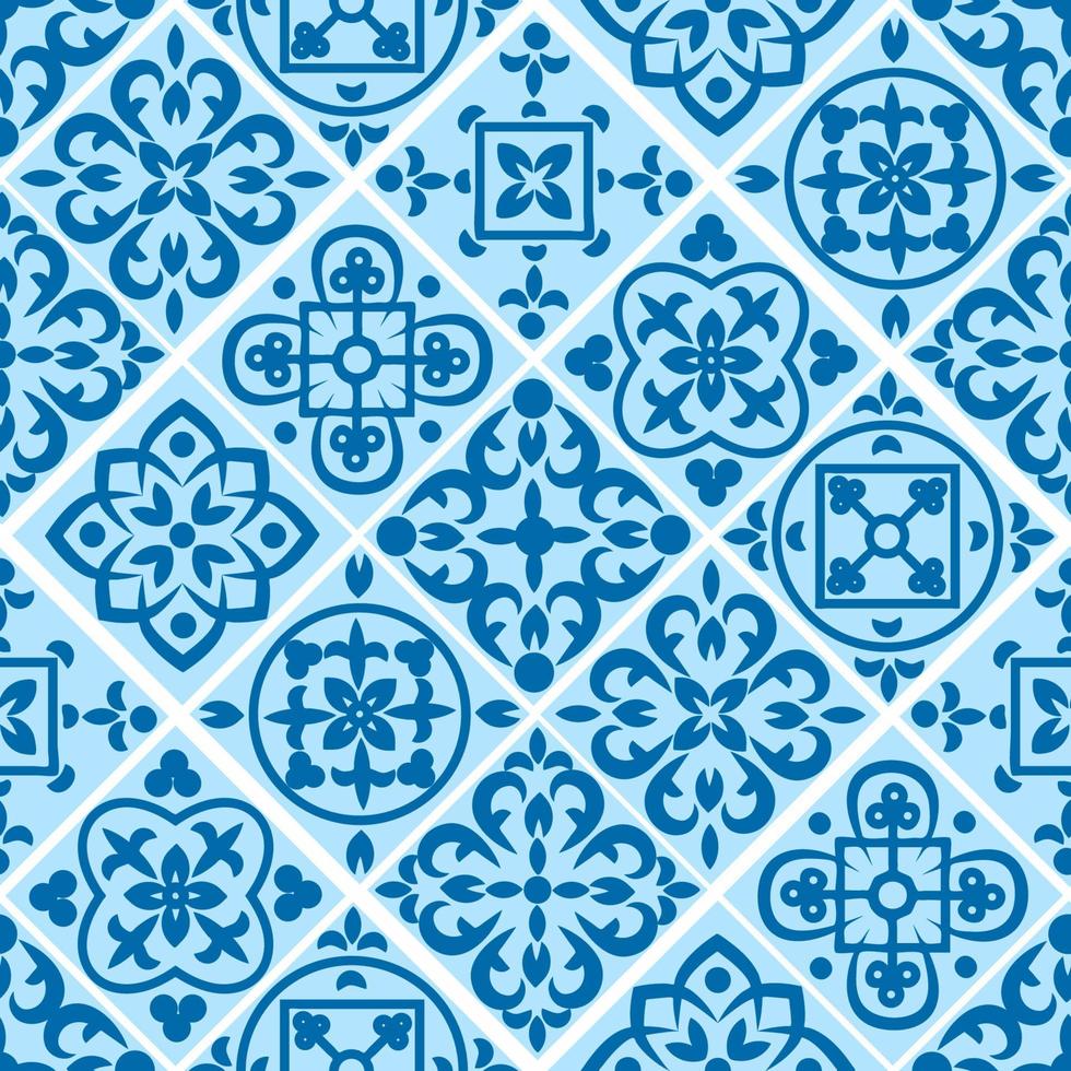 patrón portugués sin costuras con azulejos. hermoso patrón de mosaico sin costuras de coloridos azulejos marroquíes, adornos vector