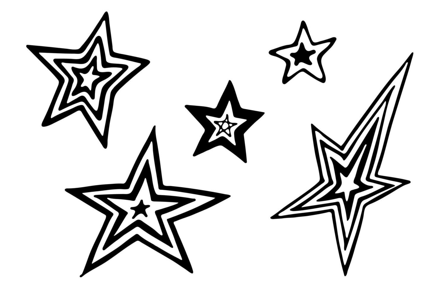 clipart estrella dibujada a mano vectorial. conjunto de garabatos para impresión, web, tarjeta de felicitación, diseño, decoración vector