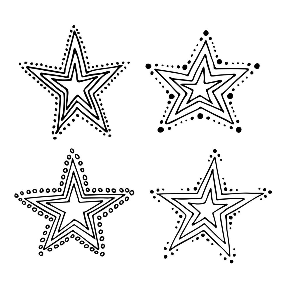 Vector hand drawn star clipart. Doodle set for print, web, greeting card, design, decor