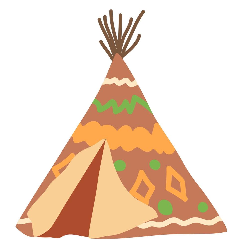 Teepee or wigwam, dwelling of north nations of Canada, Siberia, North America Illustration on a white background vector