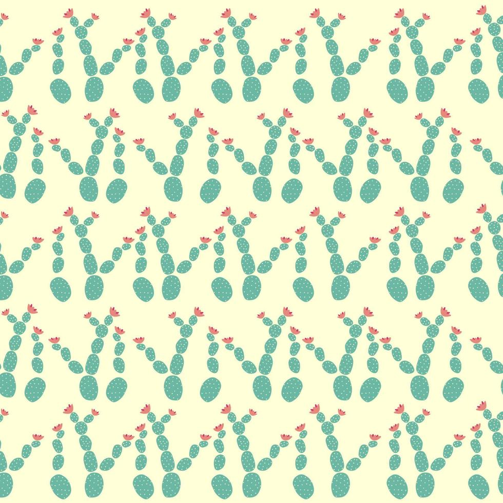 seamless pattern with different cactus. Bright repeated texture with green cacti. Natural background with desert plants vector