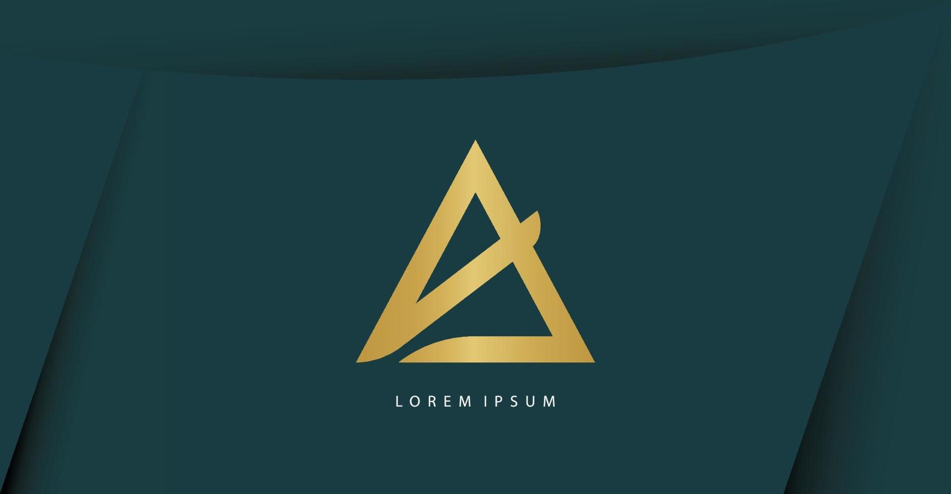 logo letra a con línea dorada estilo de arte minimalista vector premium