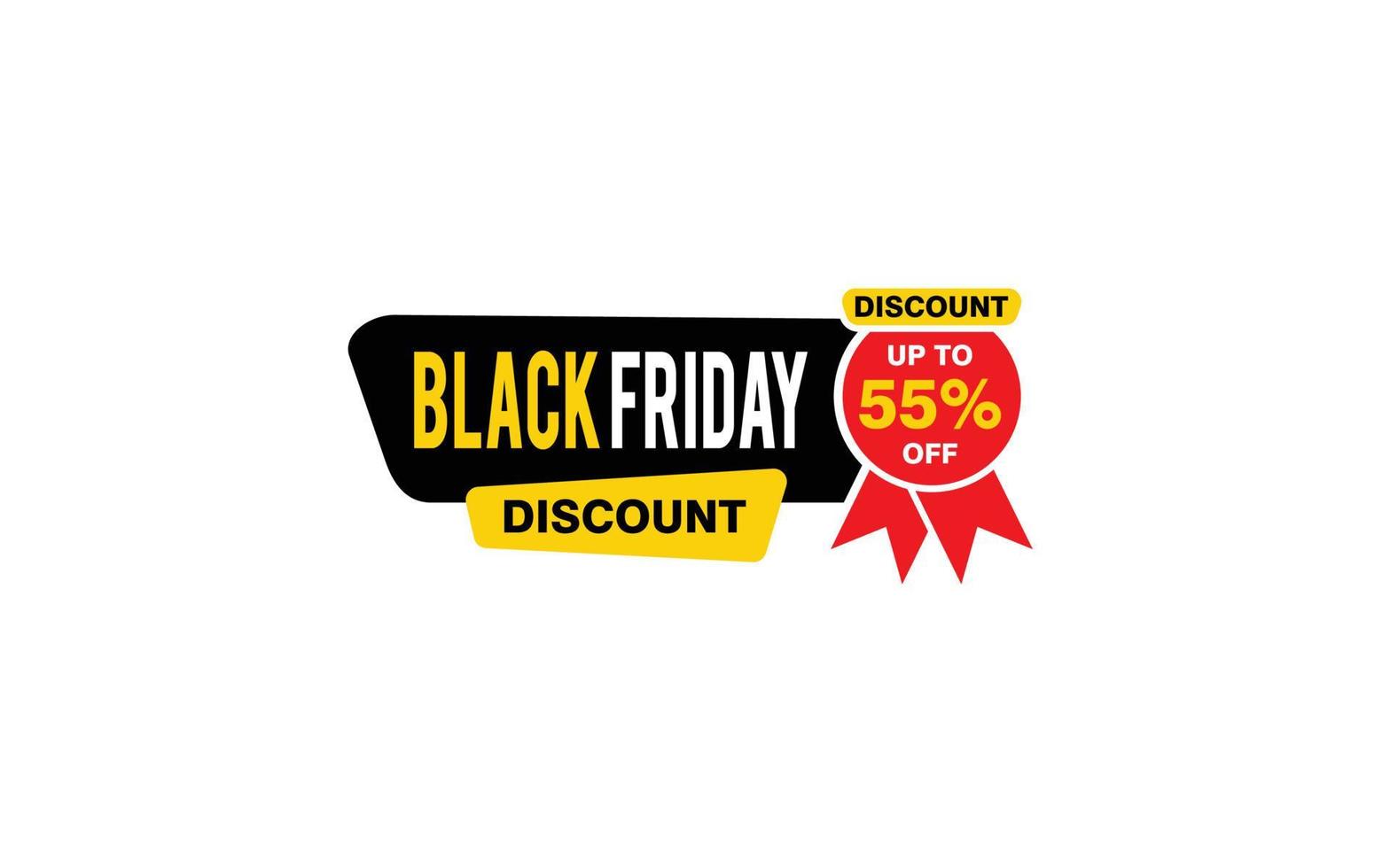 55 Percent discount black friday offer, clearance, promotion banner layout with sticker style. vector
