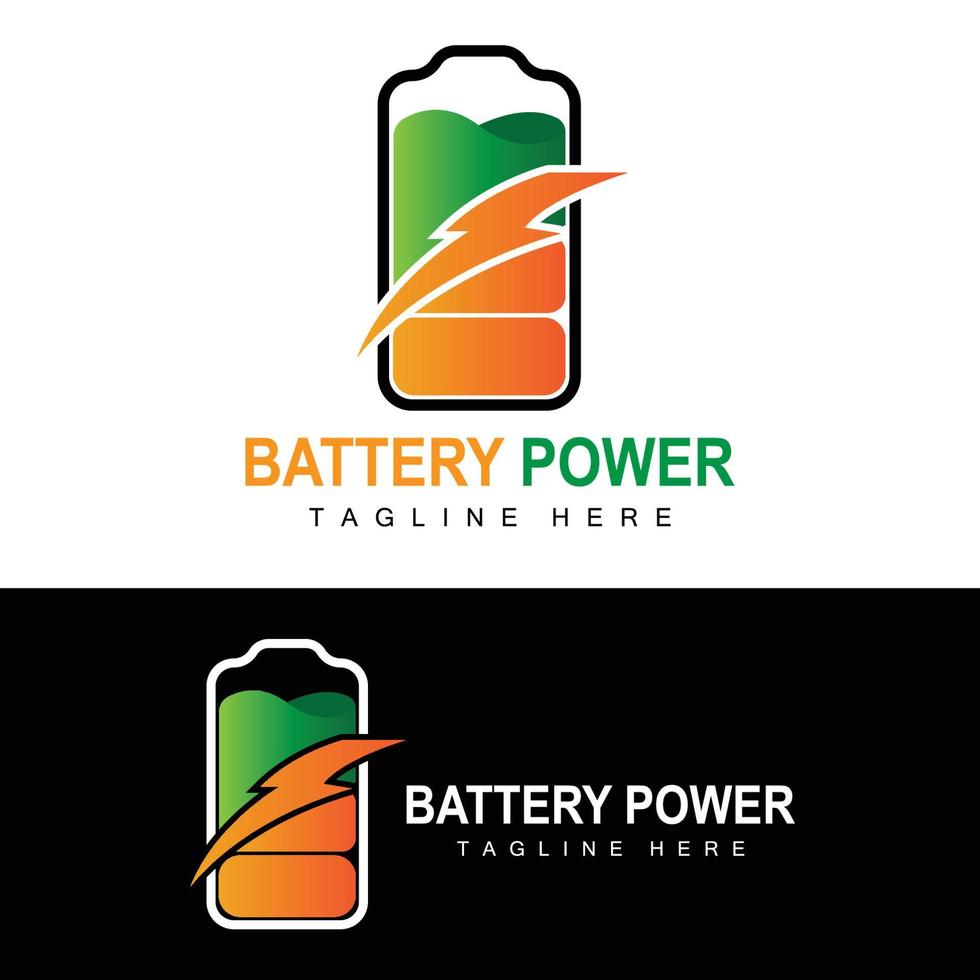 Battery Logo Design, Technology Charging Illustration, Company Brand Vector