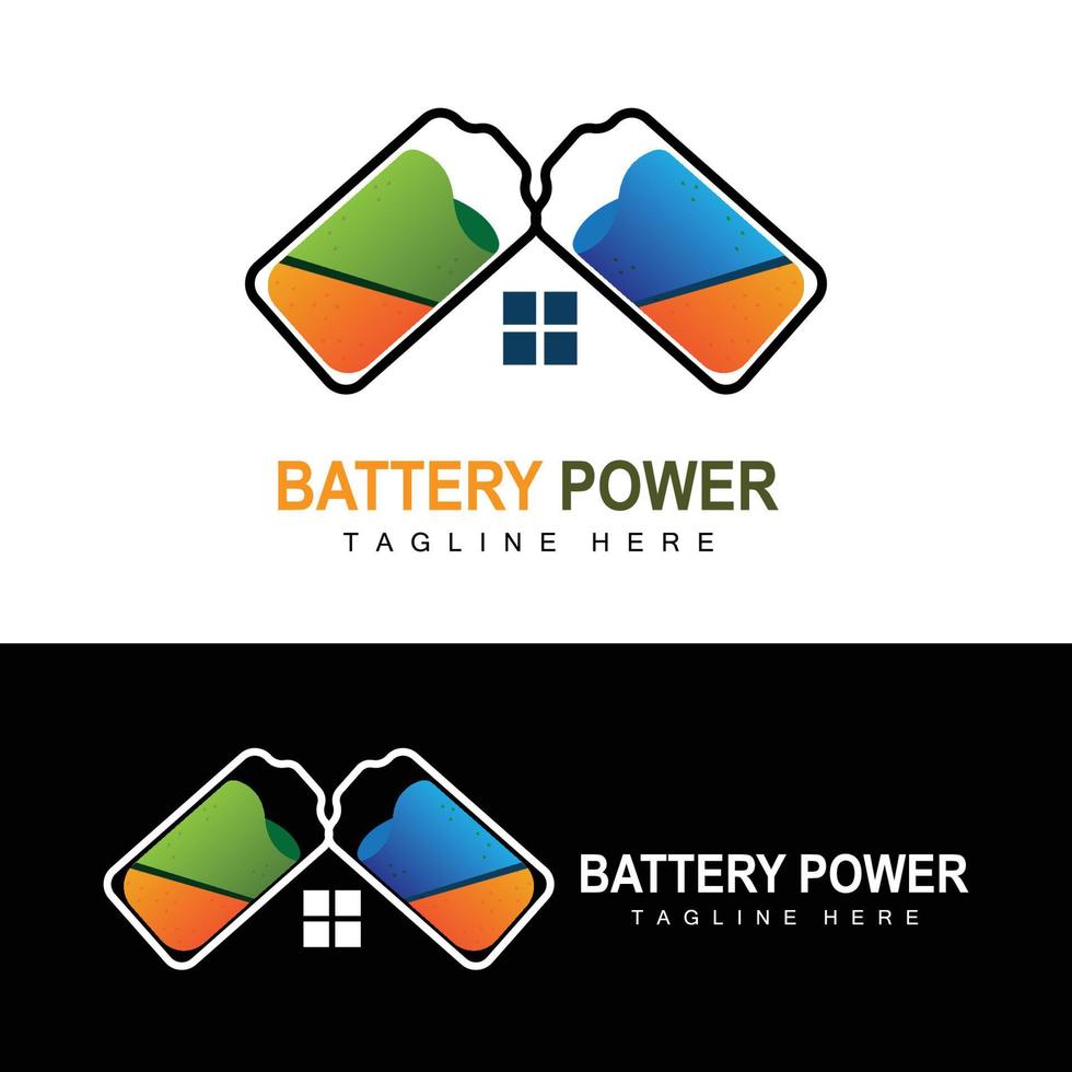 Battery Logo Design, Technology Charging Illustration, Company Brand Vector