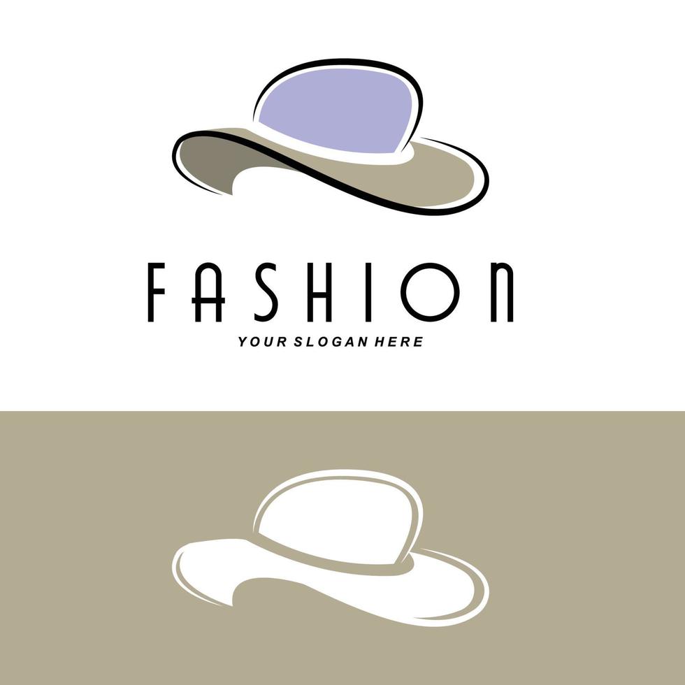 ilustración de diseño de logotipo de sombrero de mujer accesorios de belleza de moda y cuidado de la marca del producto vector